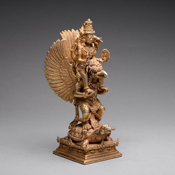 Javanese Votive Figure of Vishnu, riding on the Shoulders of Garuda
