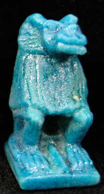 Egyptian faience baboon amulet