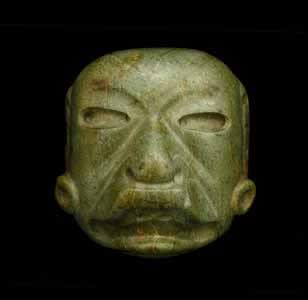 Olmec Greenstone Mask Depicting a Were-Jaguar