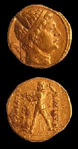Bactrian Gold Stater of Diodotus I as Satrap under Antiochos II