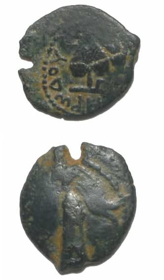 Jewish Bronze Prutah of King Herod Archelaus