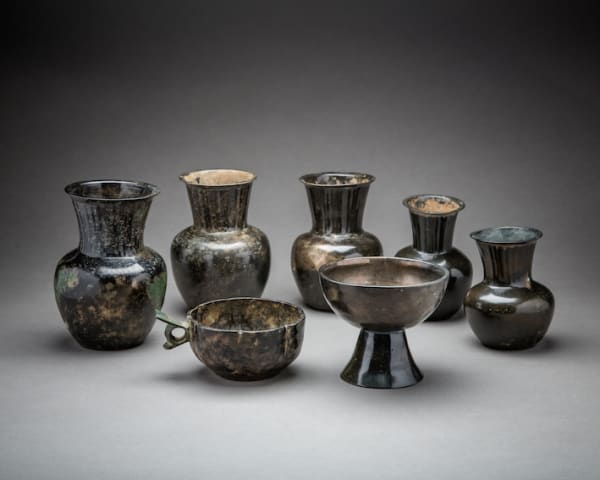 Set of Seven Sassanid Bronze Vessels