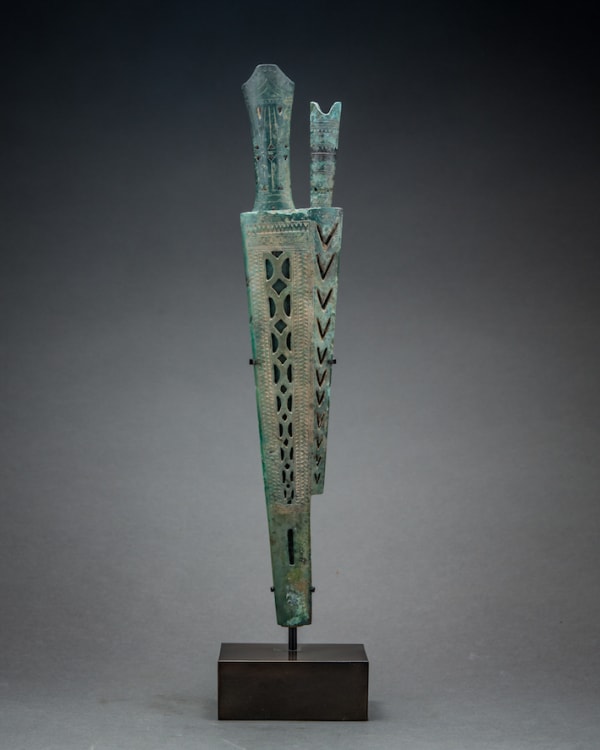 Scythian Bronze Dagger and Knife in Double Sheath