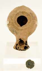 Herodian Oil Lamp and Bronze Coin