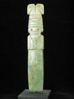 Guanacaste-Nicoya Jade Bird-Celt Pendant with a Large Headdress