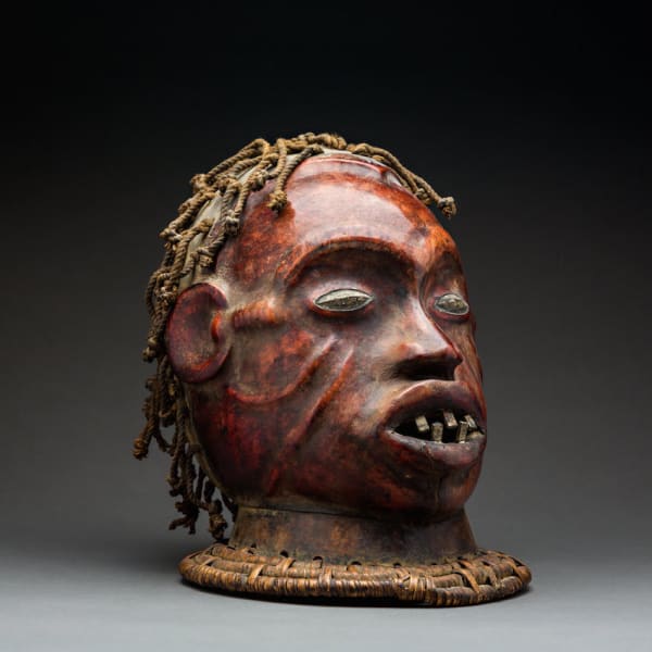 Ekoi Wooden Dance Crest Covered in Hide