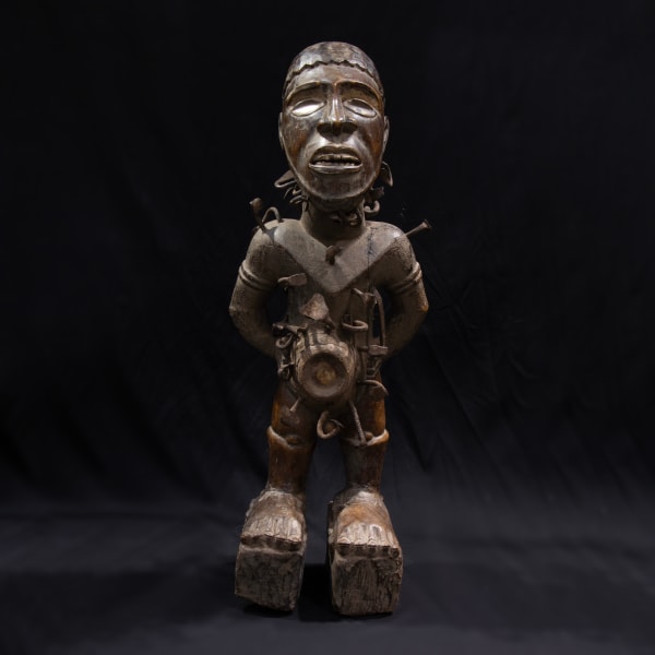 Kongo Wooden Nkisi Nkondi Power Figure