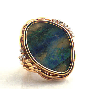 Australian Opal Ring with 8 Diamonds
