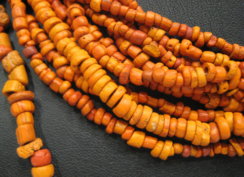 Coral Glass Bead Necklace