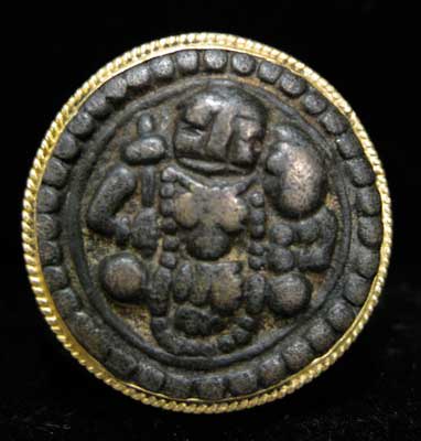 Gold Ring with A Buddhist bronze Roundel