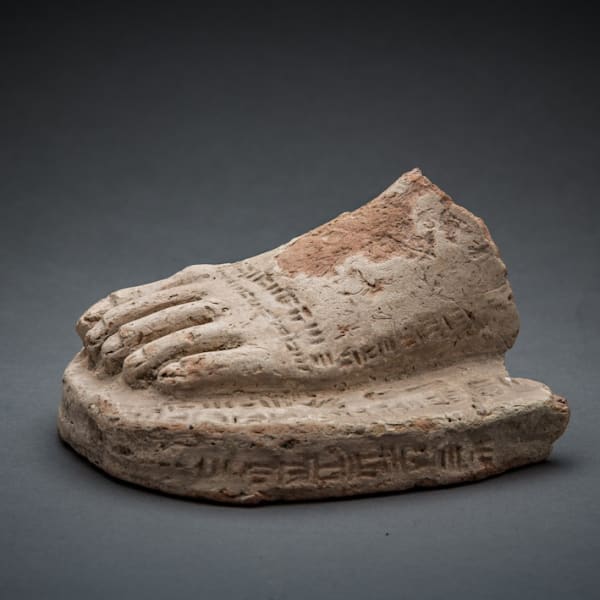 Terracotta Foot with Inscription