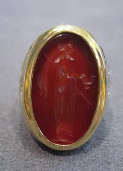 Gold Ring Featuring a Classical Revival Carnelian Intaglio