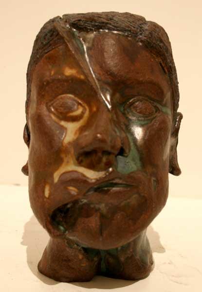 Glazed Terracotta Sculpture of a Head