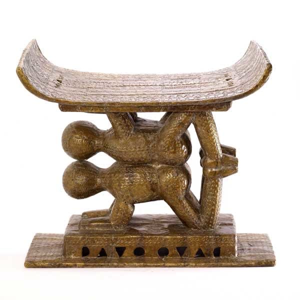 Asante Brass Plated Wooden Stool