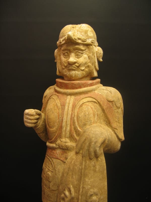 Eastern Wei Painted Pottery Warrior Carrying a Shield