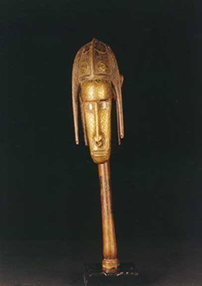 Bozo Wooden Ritual Dance Marionette Covered with Brass Plaques