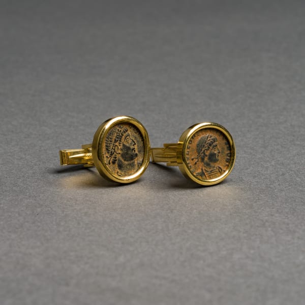 A Pair of Coin Cufflinks of Empreror Constantine I, 4th Century CE