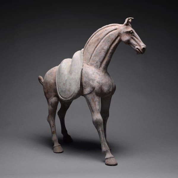 Pair of Tang Terracotta Horses with Removable Saddles
