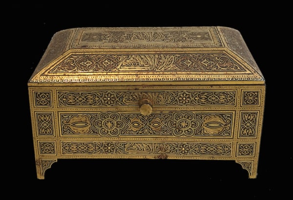 An Alhambra style, gold overlaid, casket