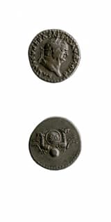 Silver Denarius of Emperor Vespasian Issued Posthumously by Titus