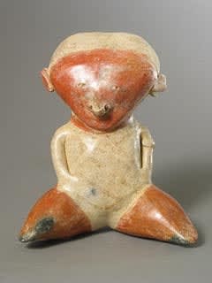 Chinesco Style (Type C) Nayarit Terracotta Sculpture of a Seated Man