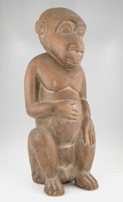 Yoruba Wooden Sculpture of a Monkey