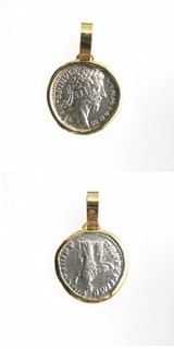 Gold Pendant with Silver Denarius of Emperor Antoninus Pius
