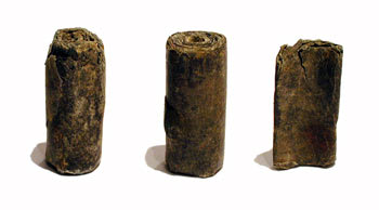 Three Lead Inscribed Scrolls with Aramaic Inscription