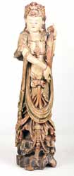 Ming Wooden Polychrome Sculpture of Guanyin
