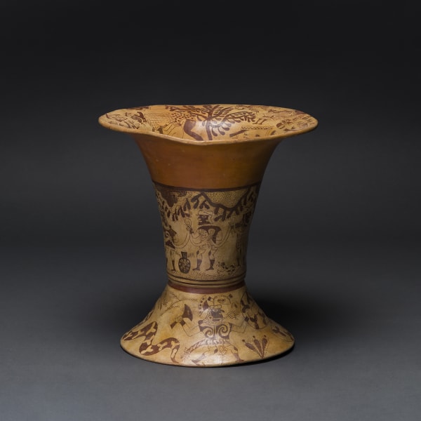 Moche Painted Terracotta Florero Vessel