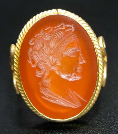 Carnelian Seal Set in Gold Ring