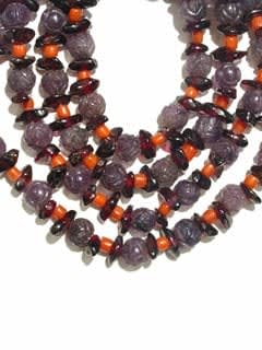 Amethyst Bead, Garnet Bead, and Coral Bead Necklace