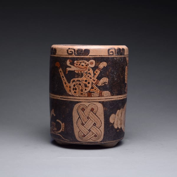 Mayan Painted Cylindrical Vessel