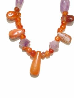 Carnelian and Amethyst Bead Necklace