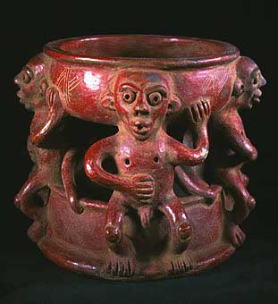 Guanacaste-Nicoya Terracotta Brazer with Four Monkeys