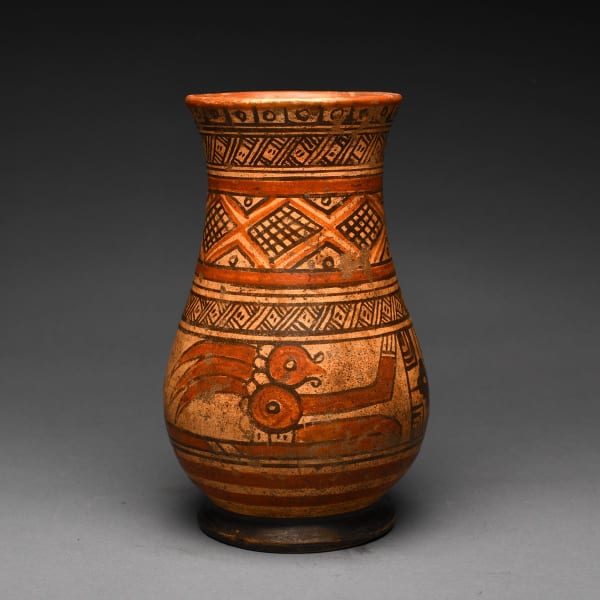 Terracotta Polychrome Vessel Of A Seated Figure