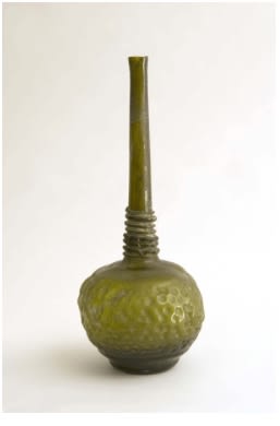 Islamic Mold-Blown Olive Green Glass Perfume Sprinkler