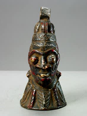 African Art-Benin Brass Bell-Shaped Head