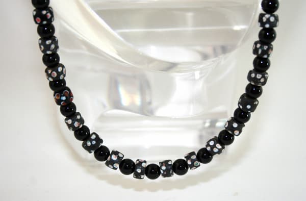 Venetian Glass Trade Bead and Onyx Bead Necklace