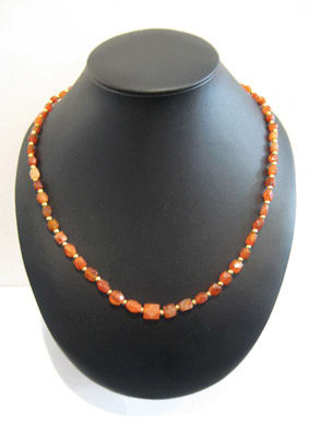 Carnelian and Gold Beaded Necklace