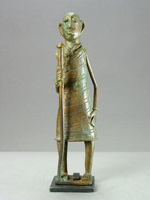 Yoruba Brass Sculpture of a Standing Man