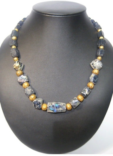 Glass and Gold Beaded Necklace