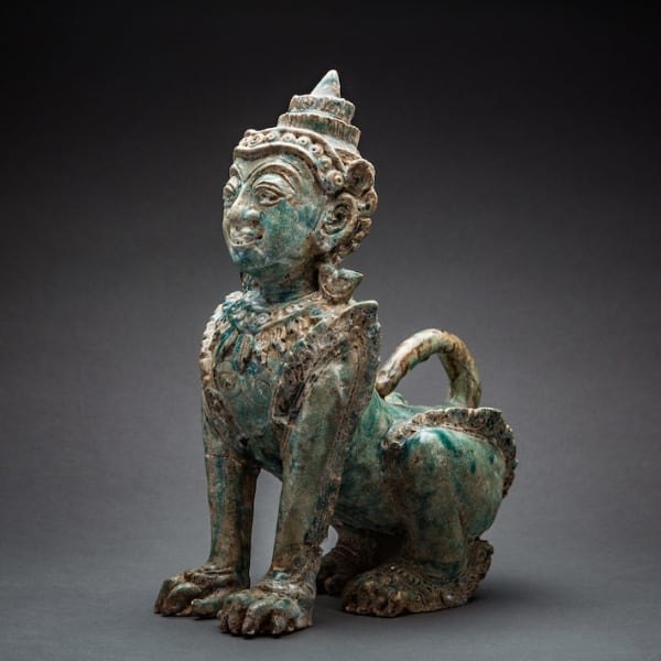 Khmer Glazed Terracotta Sphinx
