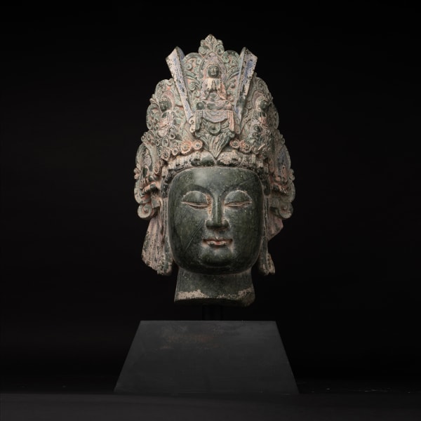 Sui Serpentine Marble Head of a Bodhisattva