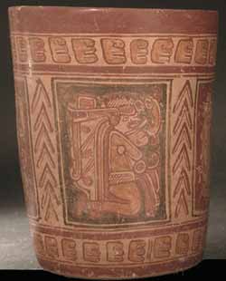 Mayan Painted Cylindrical Vase