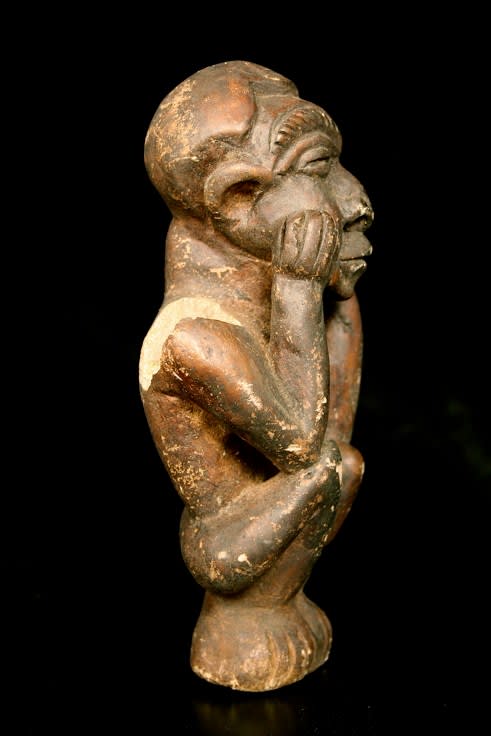 Kissi Soapstone Nomoli Sculpture of a Seated Figure