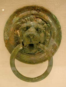 Roman Bronze Lion Roundel with Handle