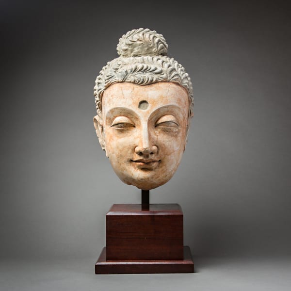 Large Polychromed Buddha Head