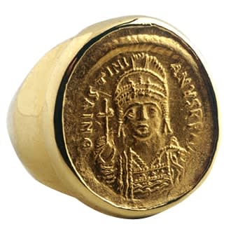 Gold Ring Featuring a Byzantine Gold Coin of Emperor Justinian I