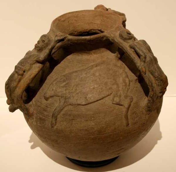 Decorated Terracotta Vessel with Three Handles